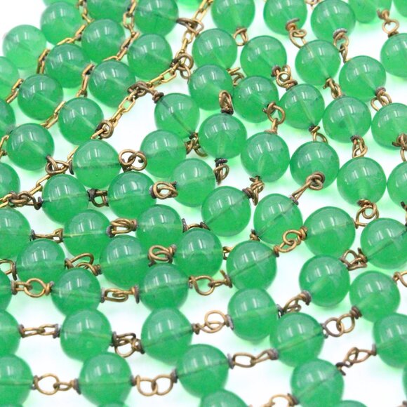 Attr. to Christian Dior 50's High End Cascading Green Glass Massive Necklace - Picture 11 of 15